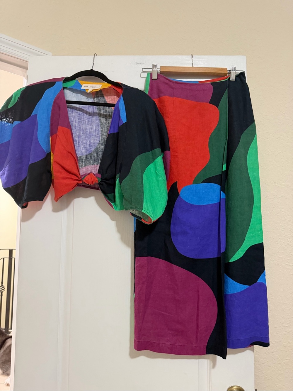 Colorblock Crop Top and Skirt Set - Multicolor